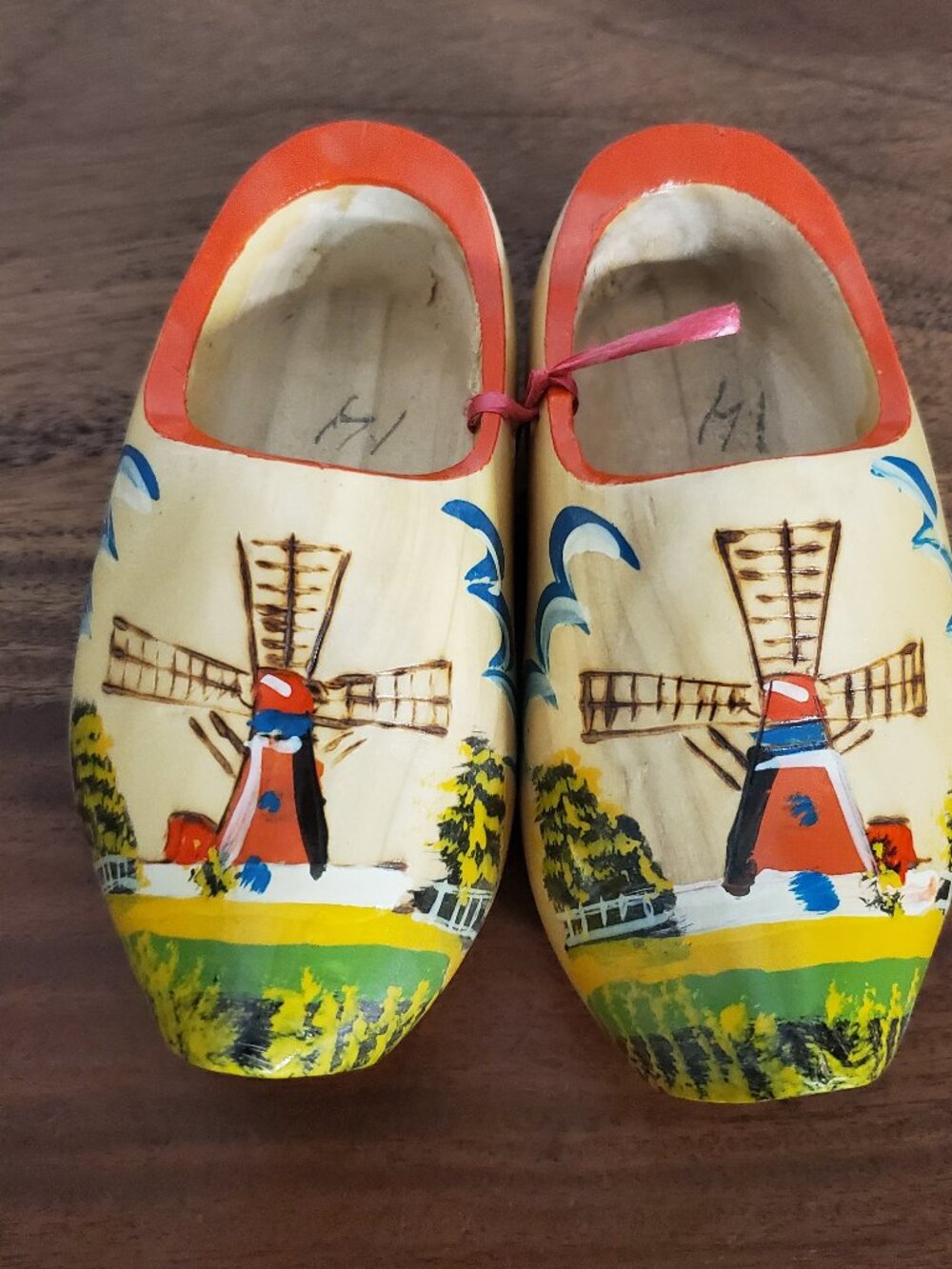 Vintage Dutch Wood Holland Hand Painted Clog Shoes